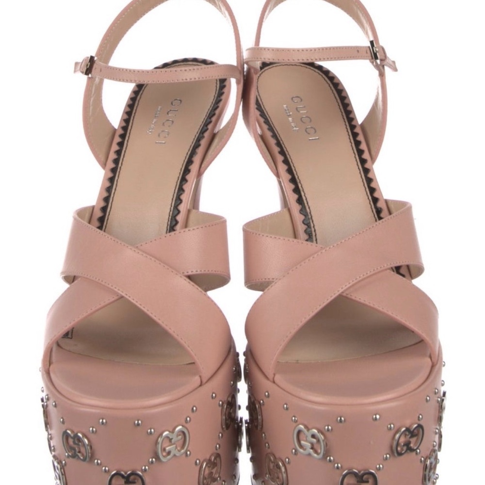 NWT Gucci Women's Perfect Pink Blush Platform Heels US 5, 10. - Picture 3 of 8